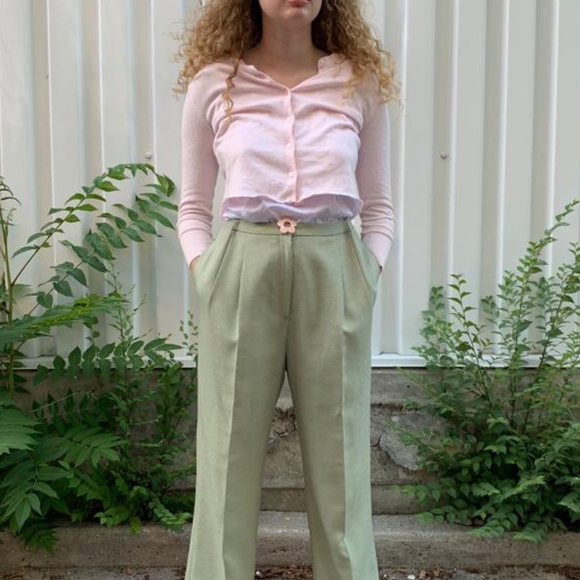 Baby PINK CROPPED CARDIGAN raw edge Gap label Size - Picture 1 of 5